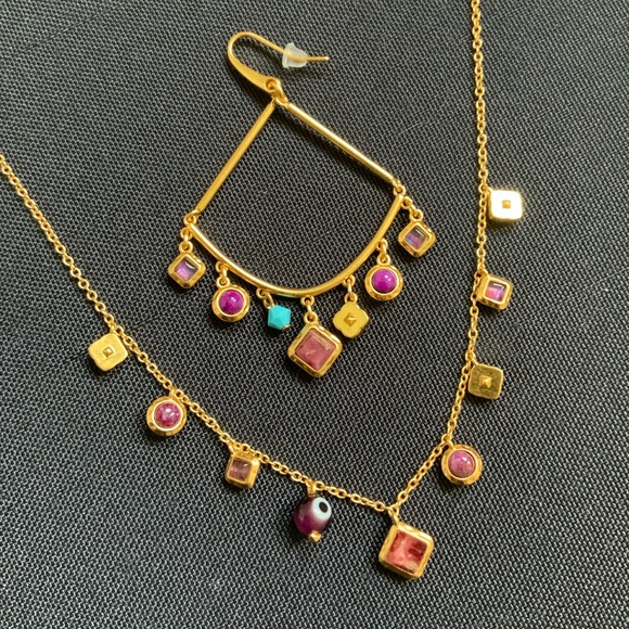 NWT Kendra Scott Gemma Earring and Necklaces Set in Vintage Gold - Picture 2 of 5